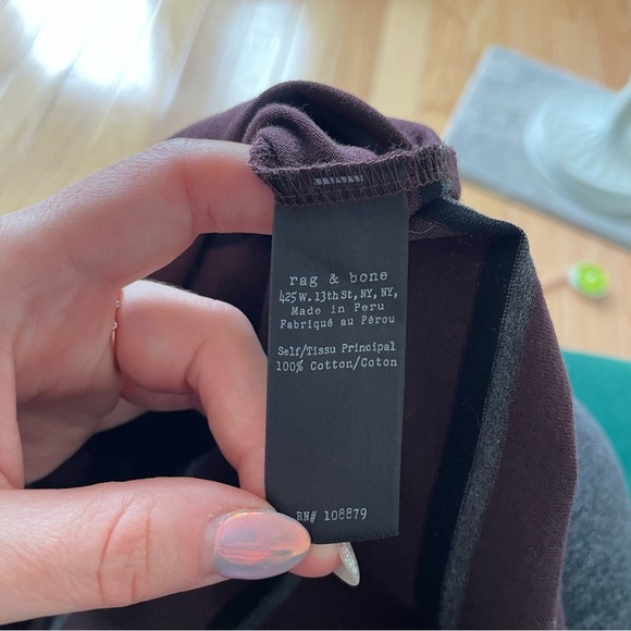 Rag & Bone Maroon Cotton Striped Short Sleeve Crewneck Tee T-Shirt EUC Size S - Picture 9 of 11